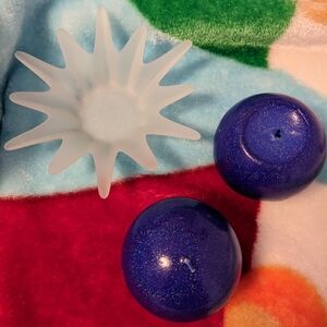 PartyLite 7" frosted glass starburst splash candle holder midnight ball candles